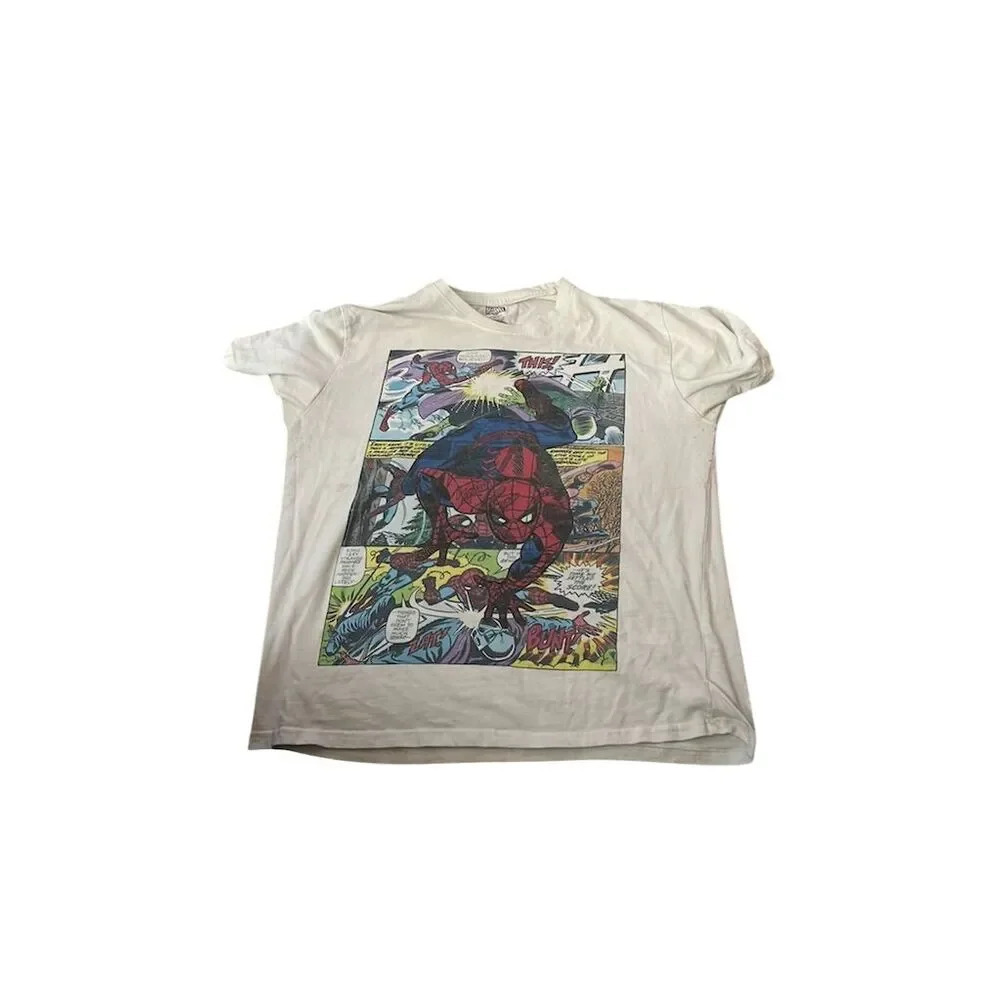 Marvel Spider-Man Graphic T-Shirt Teens XL White Short Sleeve Crew Neck
145